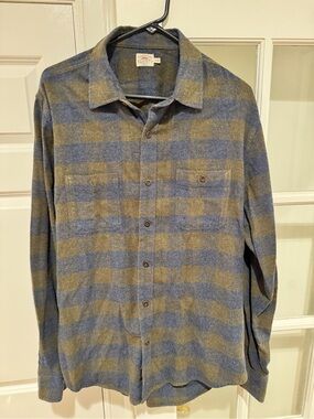 Faherty Blue and Gray Plaid Flannel Shirt